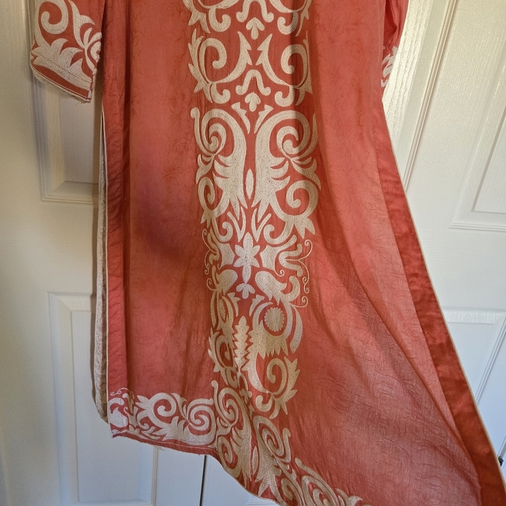 Embroidered 2 Piece Salwar Dupatta Scarf Cotton Casual White Pink Wear Dress - Picture 10 of 11